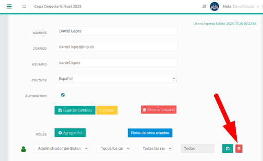 Proceso para inactivar usuarios y roles 