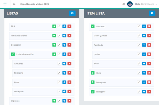 Configuración de listas 